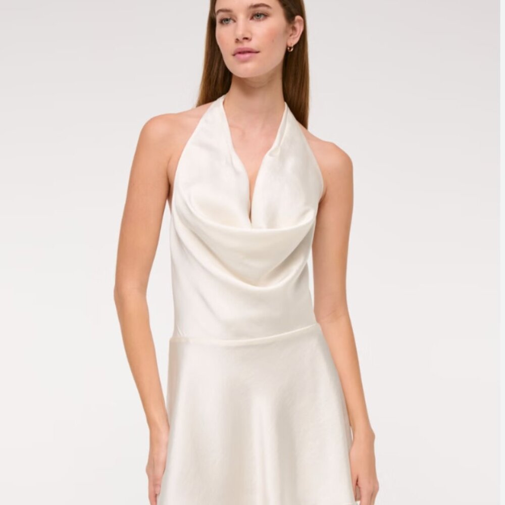 ONLY WORN ONCE - A&F Cowl Neck Halter Min Dress in Medium Tall